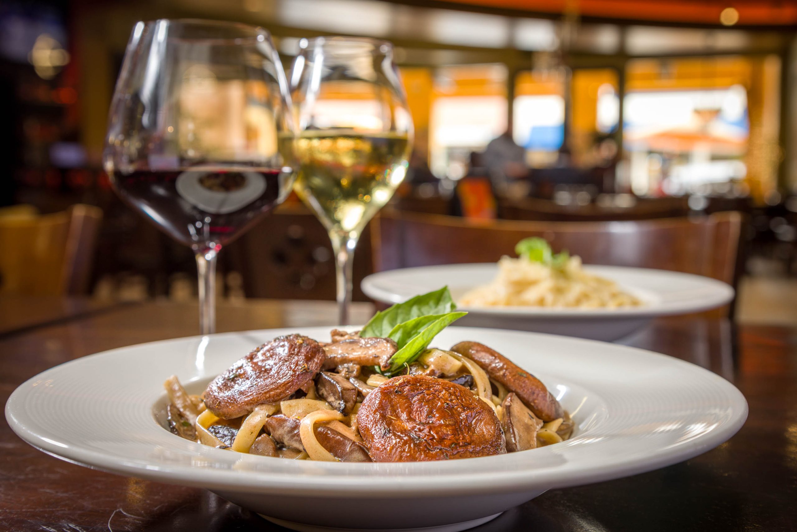 Pasta and wine for two
