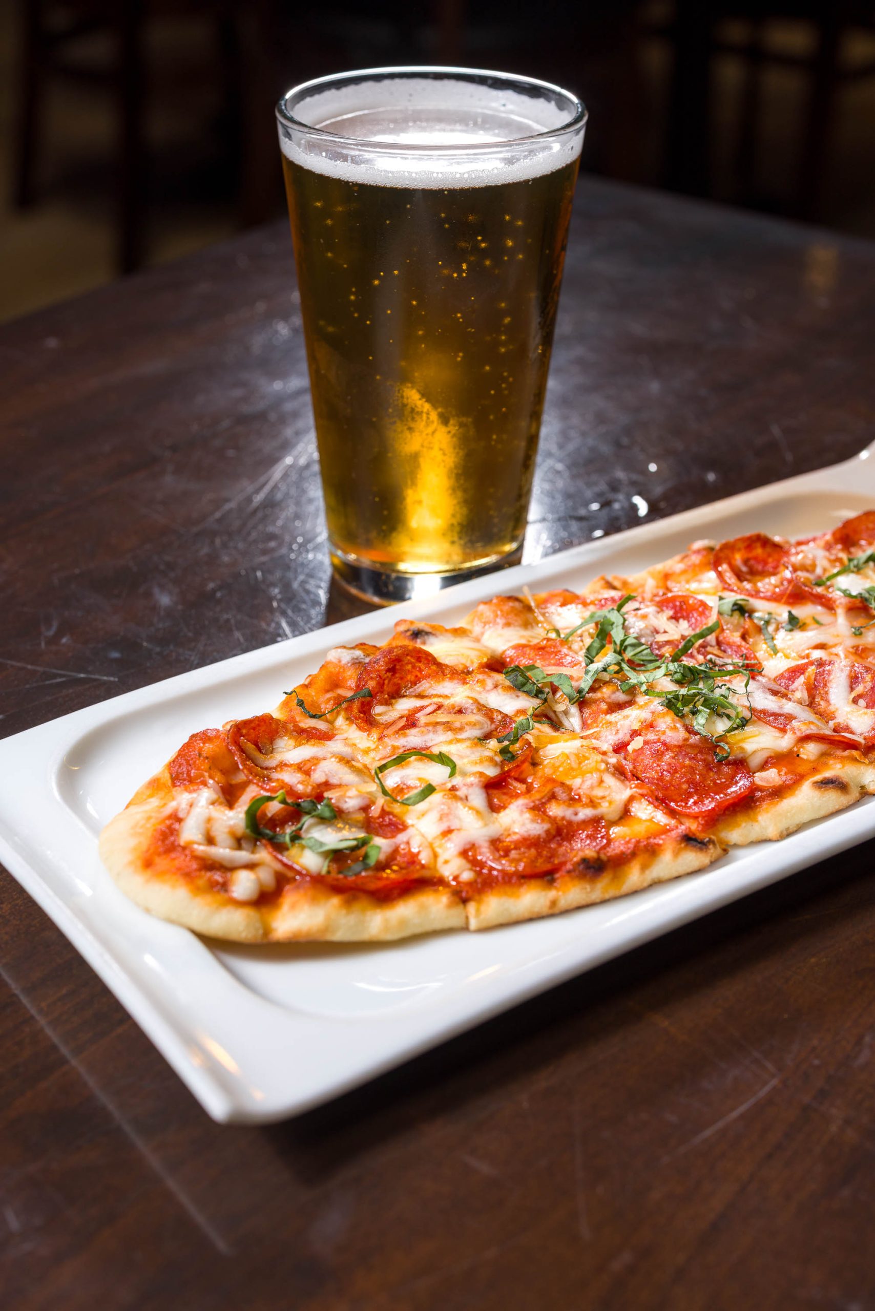 Margarita Pizza for Lunch with beer