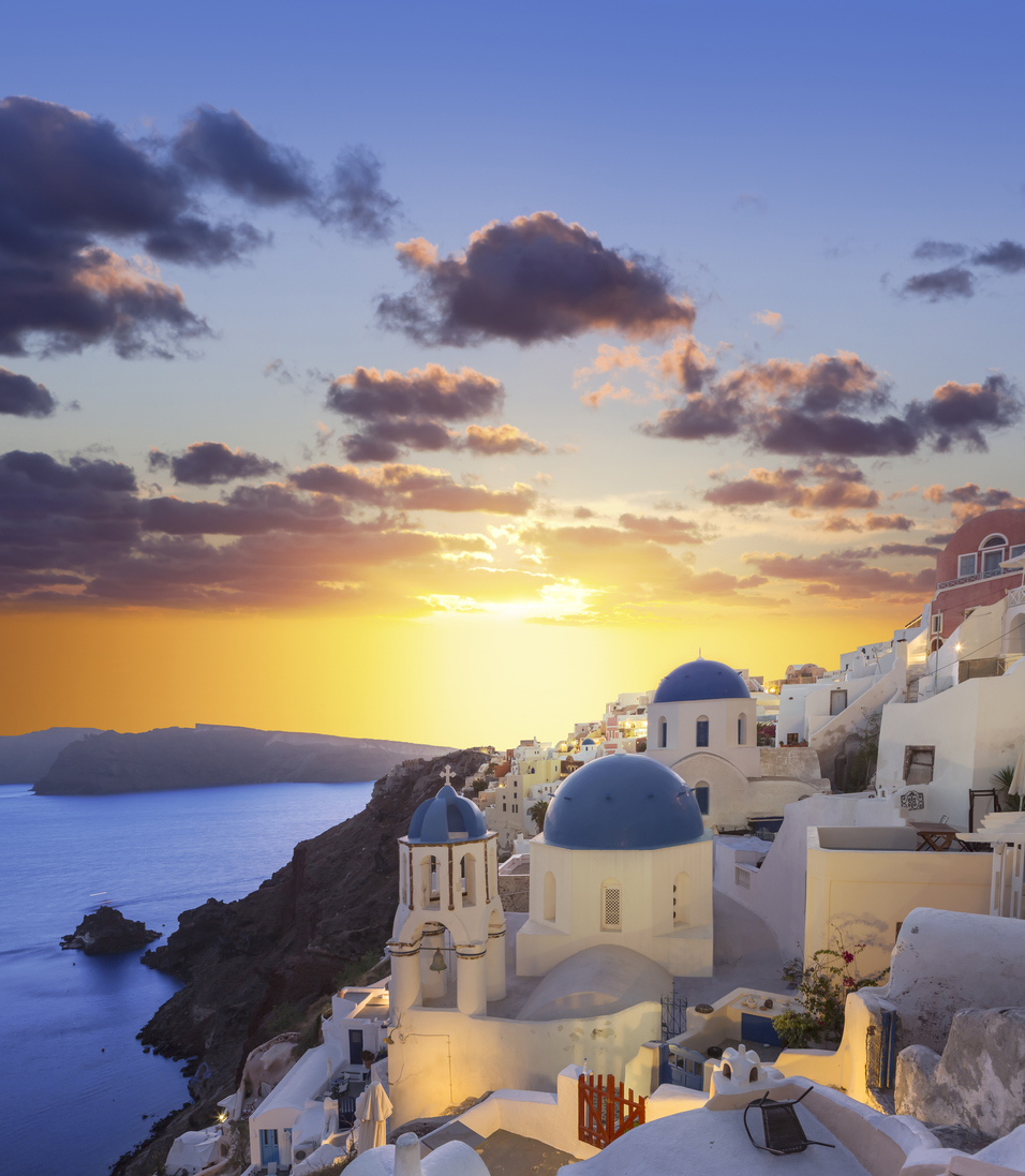 Santorini sunset at village Oia on Greece Dominic Scott